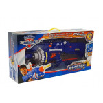 Zbraň s veľkým zásobníkom a penovými nábojmi - modro-oranžová